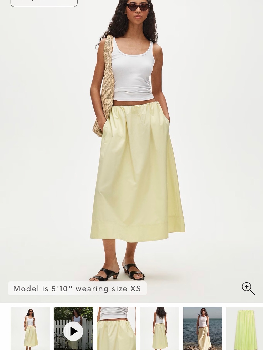 Green yellow poplin midi skirt - medium petite - sold out online